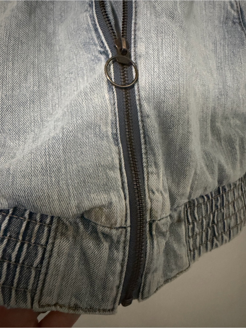 American Eagle Outfitters Light Blue Denim Bomber Jacket - Picture 8 of 9